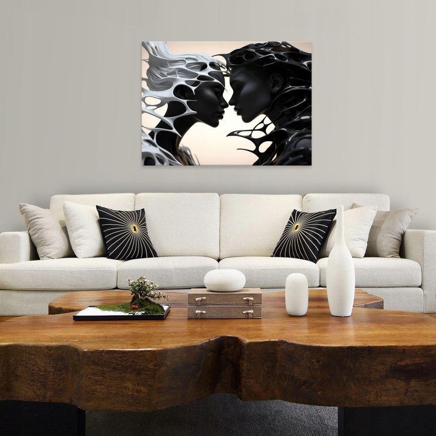 Obraz KOBIETA ABSTRAKCJA POCAŁUNEK Salon 120x80