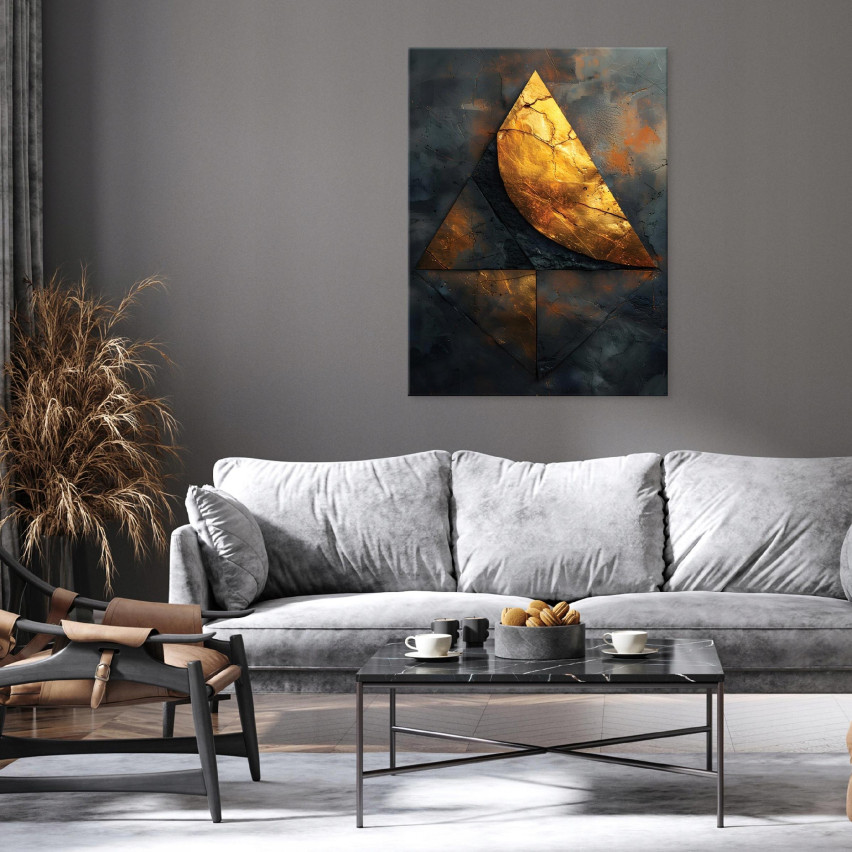 OBRAZ ABSTRAKCJA INDUSTRIALNY LOFT ZŁOTO CZARNY DO SYPIALNI SALONU 100x70
