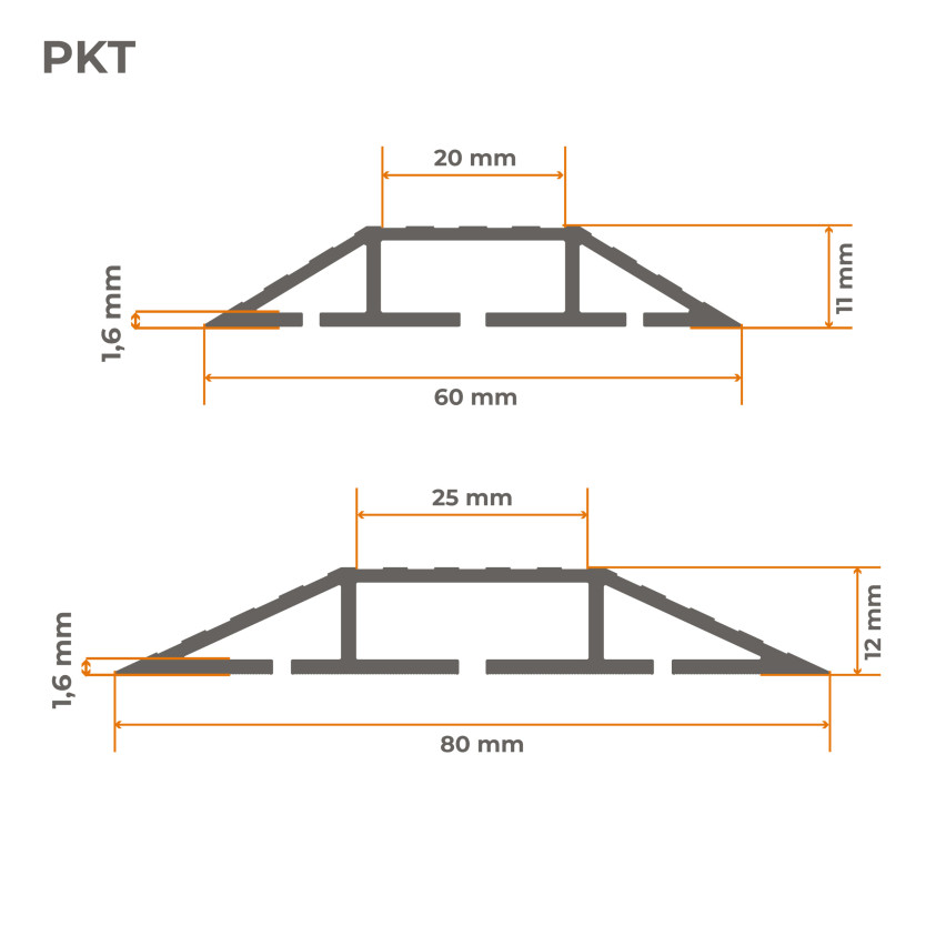 Listwa kablowa maskująca PCV – 200 cm, trapezowa, ciemnoszary