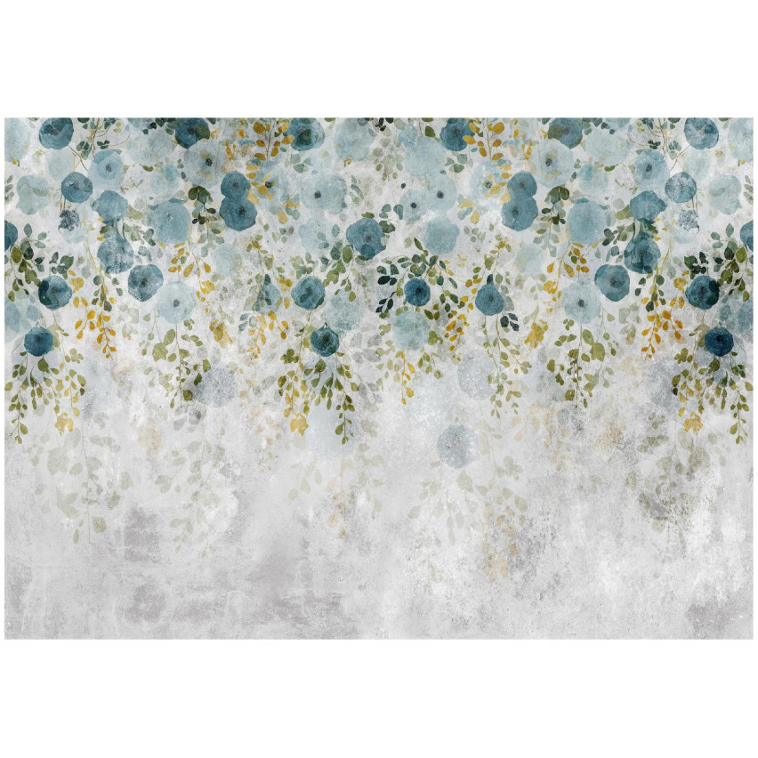 FOTOTAPETA LIŚCIE NA BETONIE NATURA MUR DO SYPIALNI SALONU TAPETA 150x105