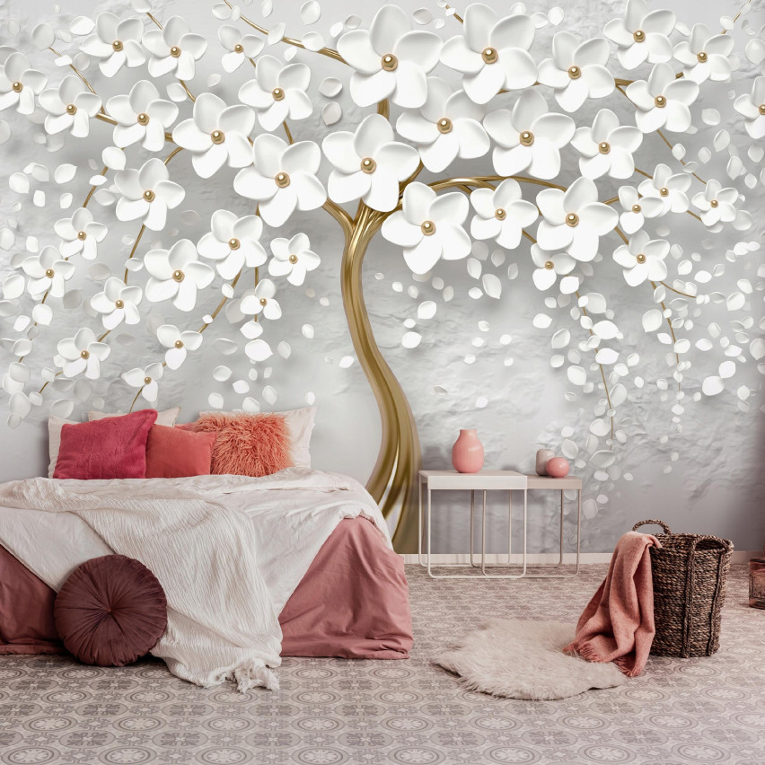FOTOTAPETA 3D KWIATY DRZEWO DO SYPIALNI SALONU TAPETA FLIZELINA 300x210