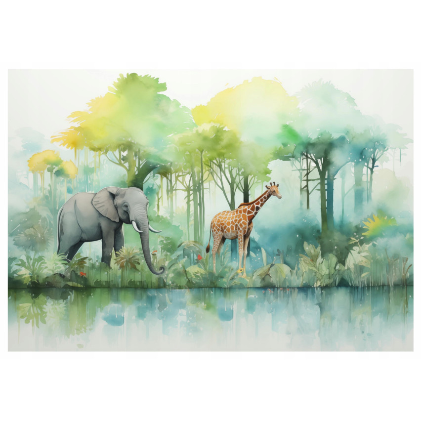 FOTOTAPETA DLA DZIECI LAS ZWIERZĘTA DŻUNGLA SAFARI TAPETA NA ŚCIANĘ 350x250
