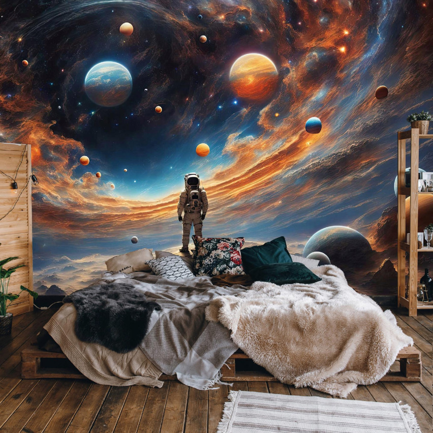 FOTOTAPETA KOSMONAUTA PLANETY GALAKTYKA TAPETA DLA DZIECI CHŁOPCA 400x280