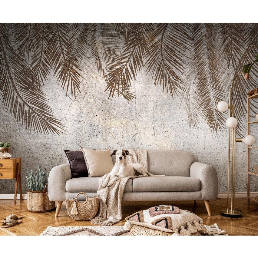 FOTOTAPETA LIŚCIE PALMY PIÓRA DO SYPIALNI SALONU TAPETA FLIZELINA 200x140