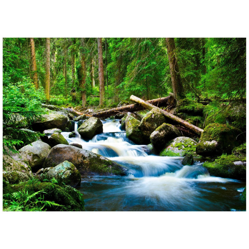 FOTOTAPETA WODOSPAD 3D LAS NATURA DO SYPIALNI SALONU TAPETA ŚCIENNA 400x280 14724