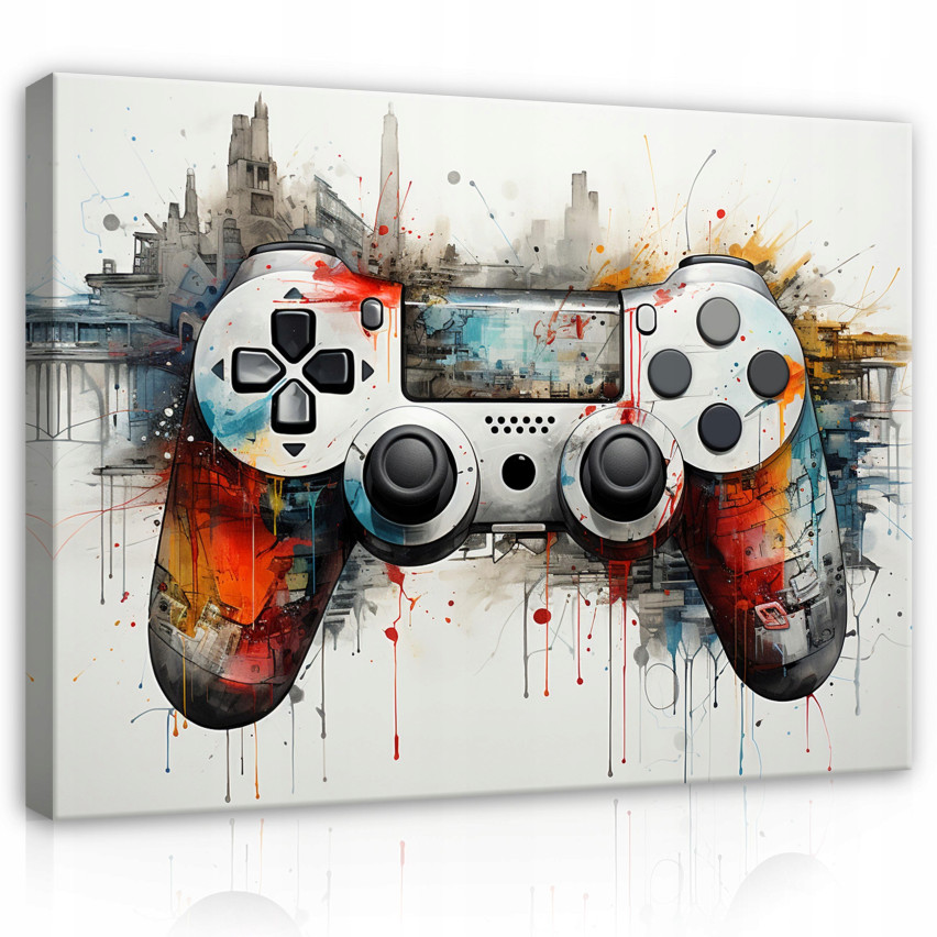 Obraz DLA GRACZA MŁODZIEŻOWY Gaming Graffiti Na Płótnie Ścianę Duży 100x70