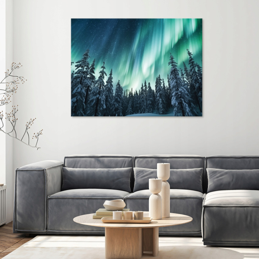 OBRAZ ZORZA LAS TURKUS NATURA NOC NA PŁÓTNIE ŚCIANĘ SYPIALNIA SALON 120x80