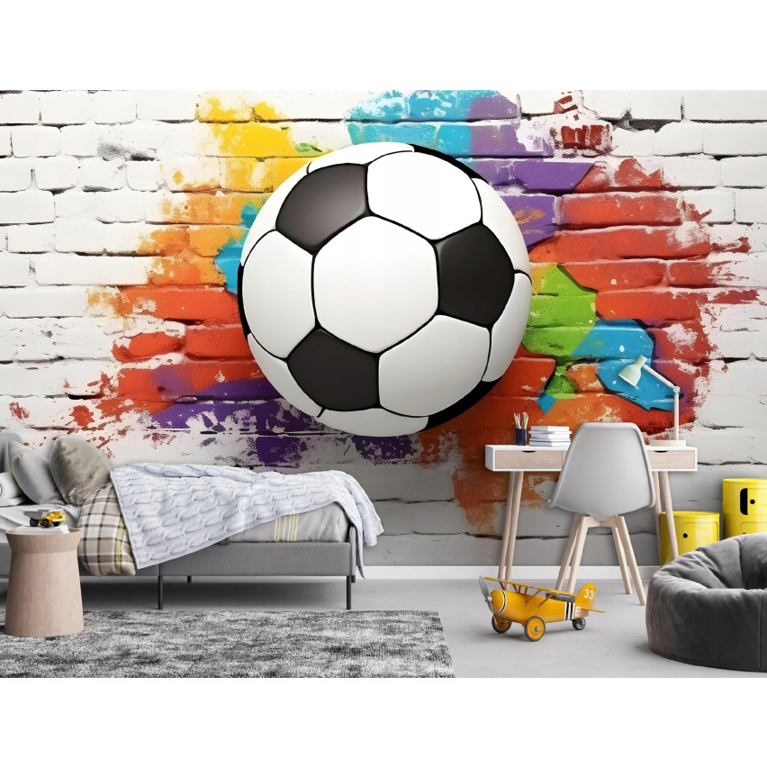 FOTOTAPETA PIŁKA NOŻNA 3D GRAFFITI DLA CHŁOPCA MŁODZIEŻOWA TAPETA 150x105