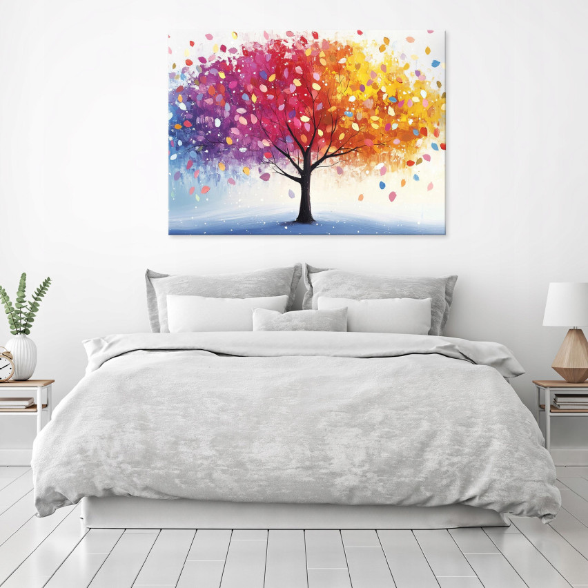 OBRAZ NA PŁÓTNIE ŚCIANĘ DRZEWO KOLOROWY DO SYPIALNI SALONU KUCHNI 120x80