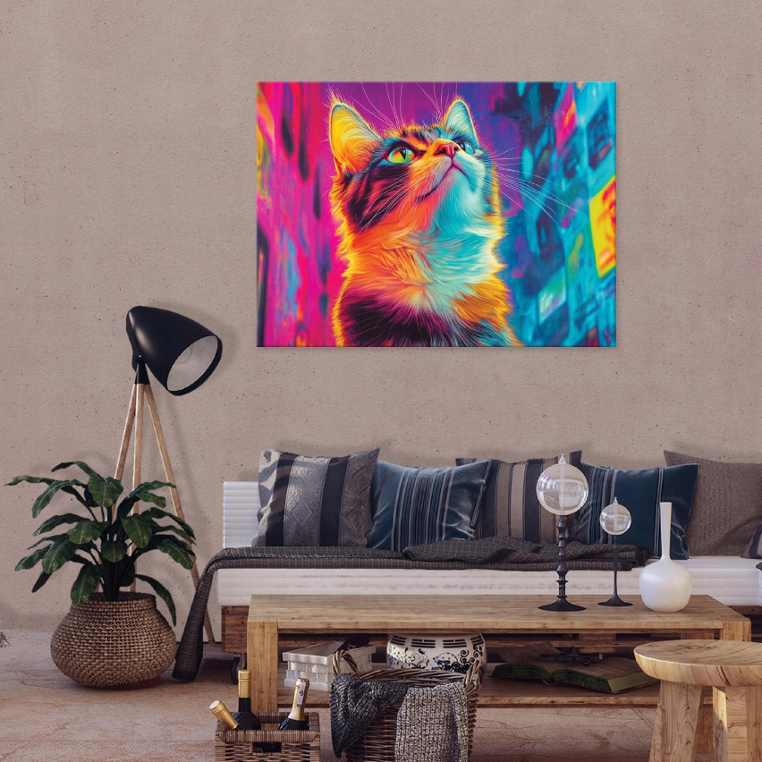 OBRAZ NA PŁÓTNIE ŚCIANĘ KOT ABSTRAKCJA DO POKOJU DZIECIĘCEGO 60x40 PP15443