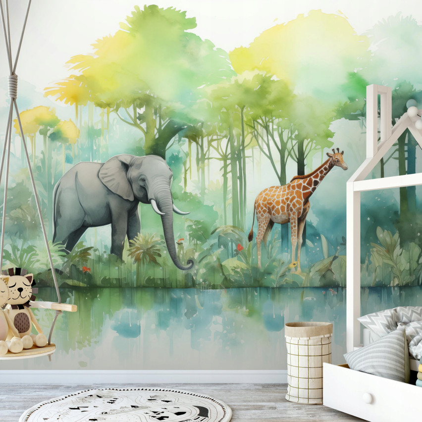 FOTOTAPETA DLA DZIECI LAS ZWIERZĘTA DŻUNGLA SAFARI TAPETA NA ŚCIANĘ 350x250