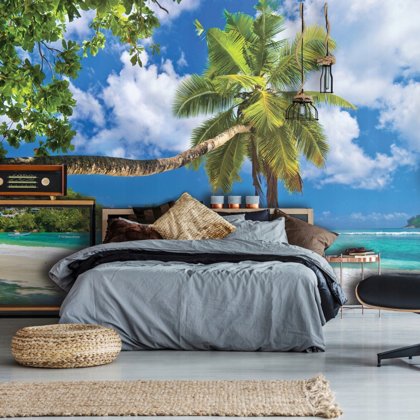 FOTOTAPETA PLAŻA MORZE PALMY OCEAN SYPIALNIA SALON TAPETA ŚCIENNA 350x250