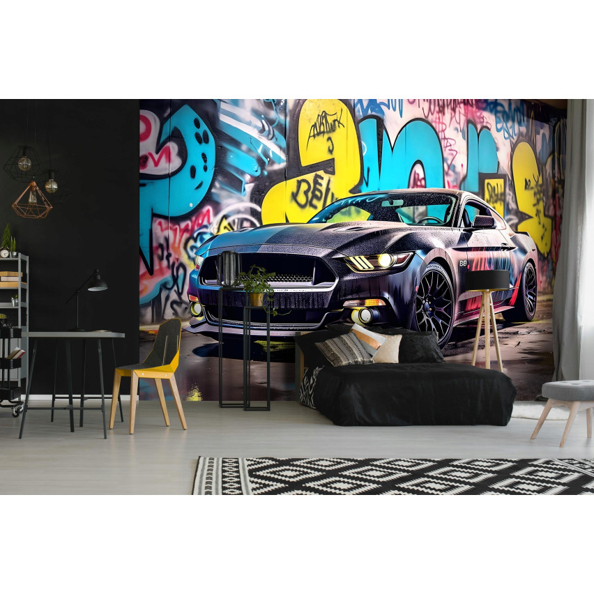 FOTOTAPETA AUTO DLA CHŁOPCA MŁODZIEŻOWA GRAFFITI TAPETA DLA DZIECI 300x210