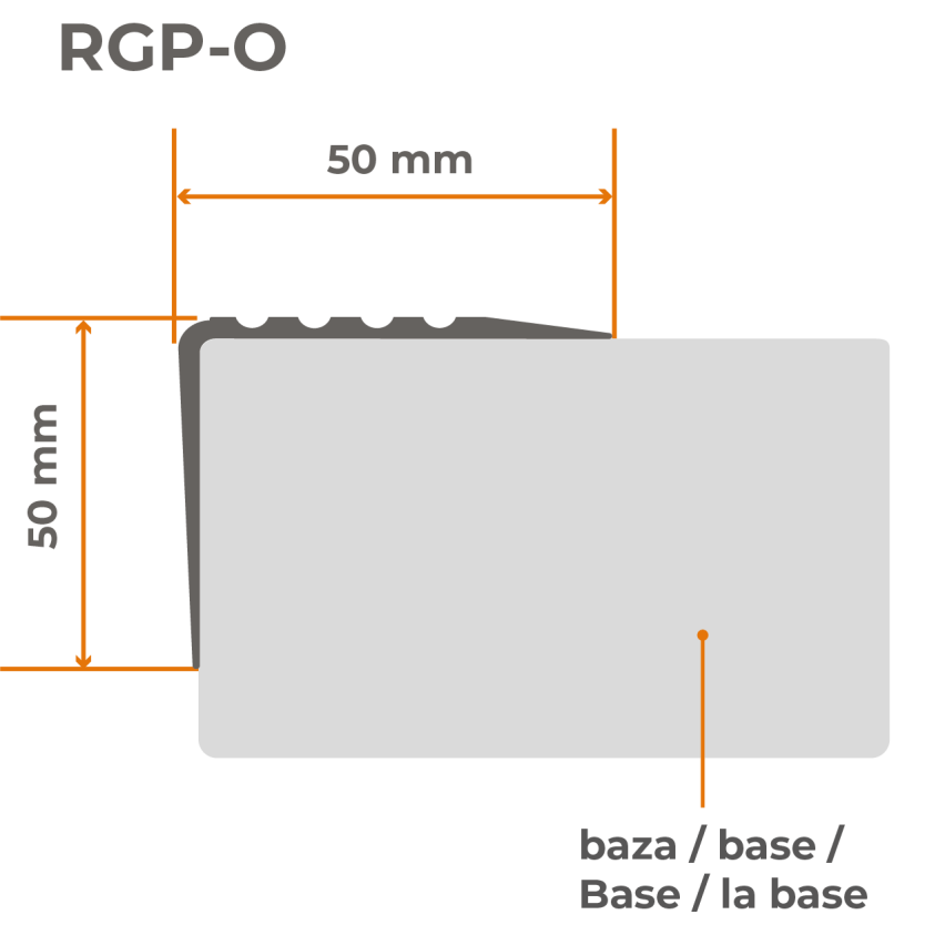Profil schodowy antypoślizgowy BHP ostrzegawczy RGP-O 50x50 mm 150cm, czerwony