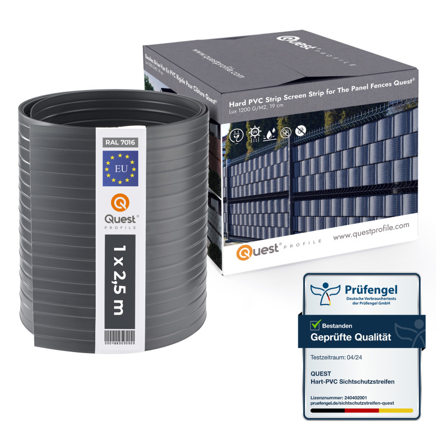 Taśma ogrodzeniowa PCV listwa do ogrodzeń panelowych premium, 900 g/m2, RAL7016, antracyt