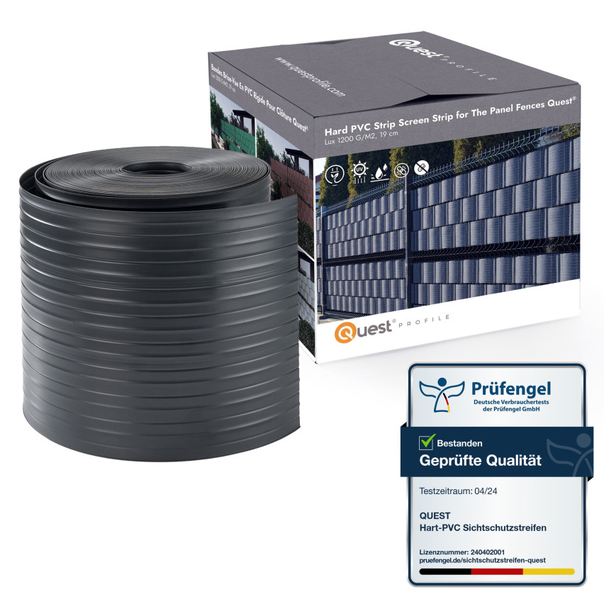 Taśma Ogrodzeniowa Quest® Lux  900 g/m2, 19cm Antracyt RAL7016, 26 m