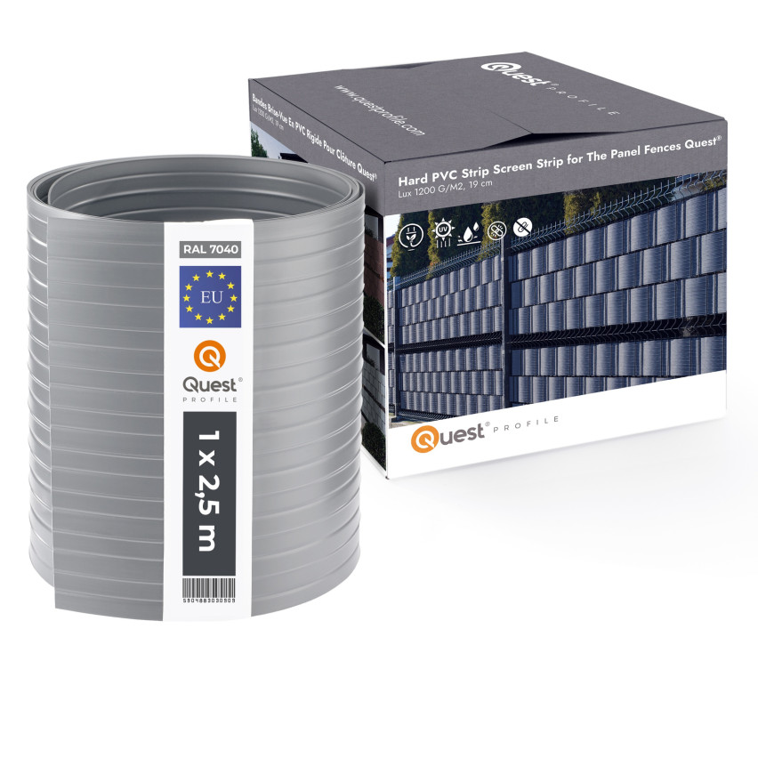Taśma Ogrodzeniowa Quest® Lux  900 g/m2, 19cm Szara RAL 7040