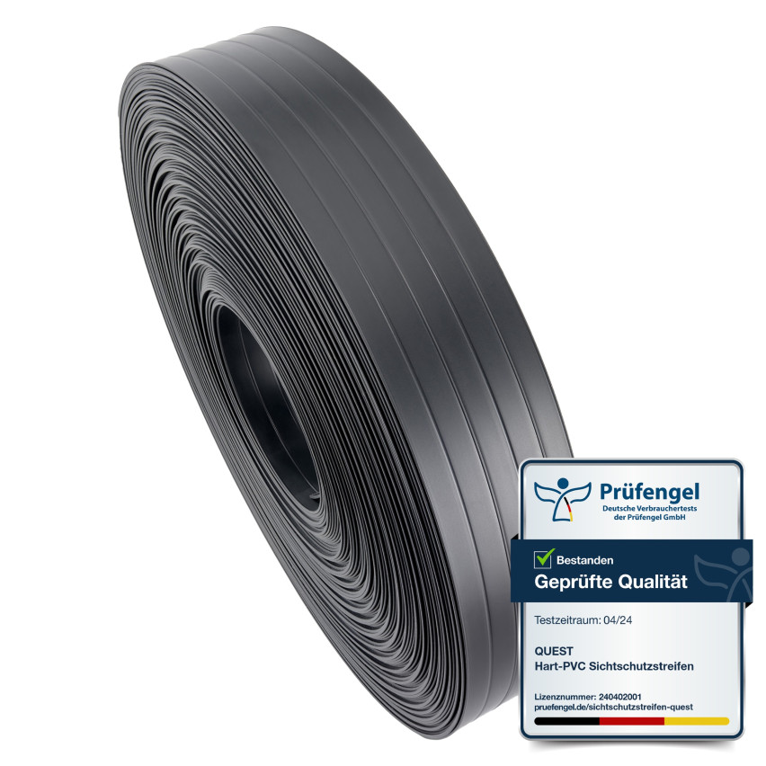 Taśma ogrodzeniowa PCV - wąska, pionowa listwa do ogrodzeń panelowych, do przetłoczeń, 900 g/m2, antracyt RAL 7016