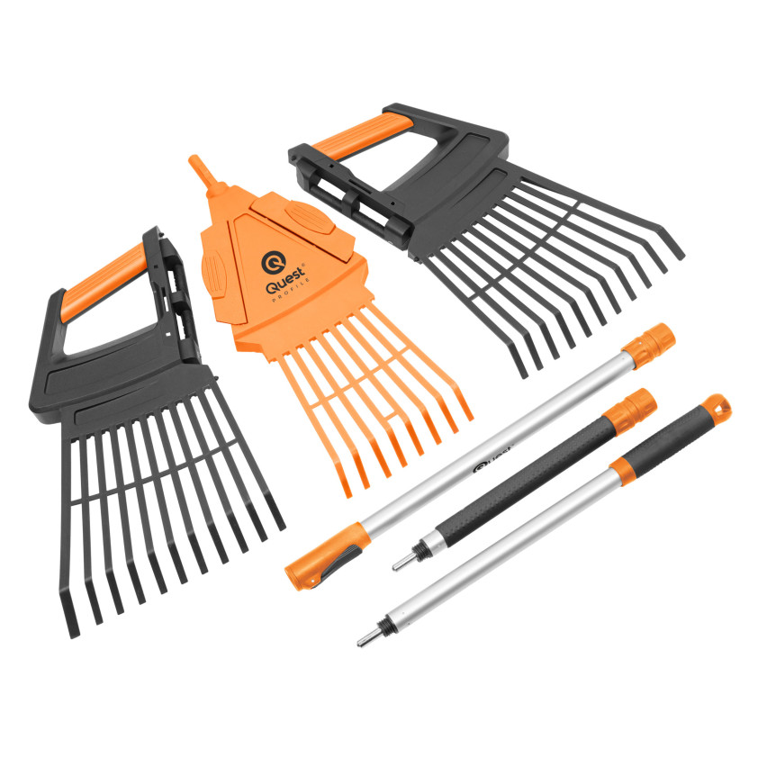 Teleskopowe grabie ogrodowe do liści i trawy - 3w1 - system ogrodowy QUEST