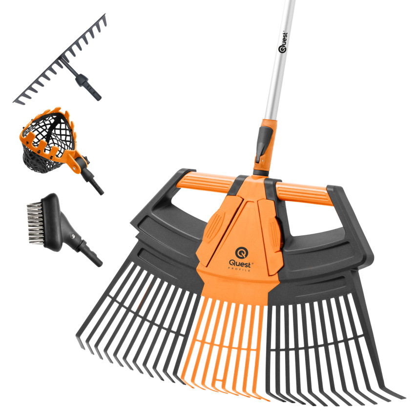 Teleskopowe grabie ogrodowe do liści i trawy - 3w1 - system ogrodowy QUEST