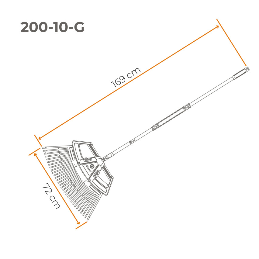 Grabie wachlarzowe, grabie metalowe, trzonek teleskopowy, podbierak do owoców, szczotka do bruku - System ogrodowy QUEST
