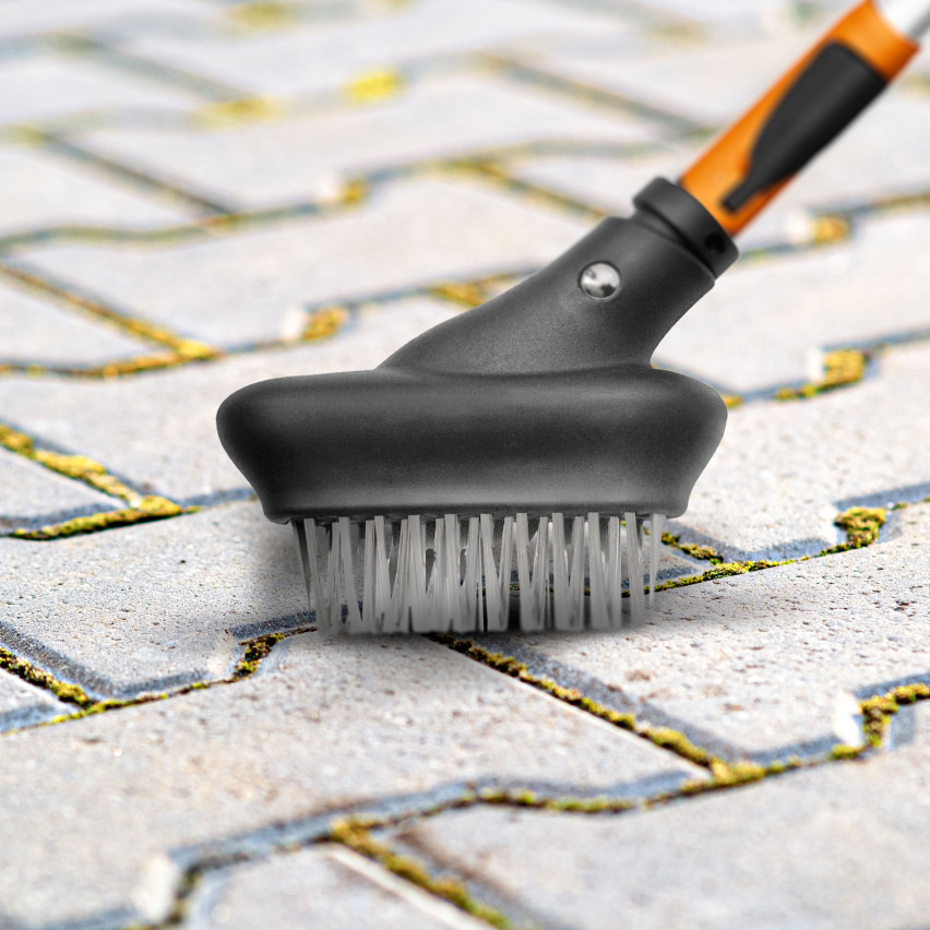 Grabie wachlarzowe, grabie metalowe, trzonek teleskopowy, podbierak do owoców, szczotka do bruku - System ogrodowy QUEST