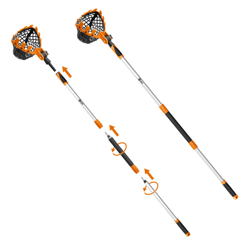 Grabie wachlarzowe, grabie metalowe, trzonek teleskopowy, podbierak do owoców, szczotka do bruku - System ogrodowy QUEST