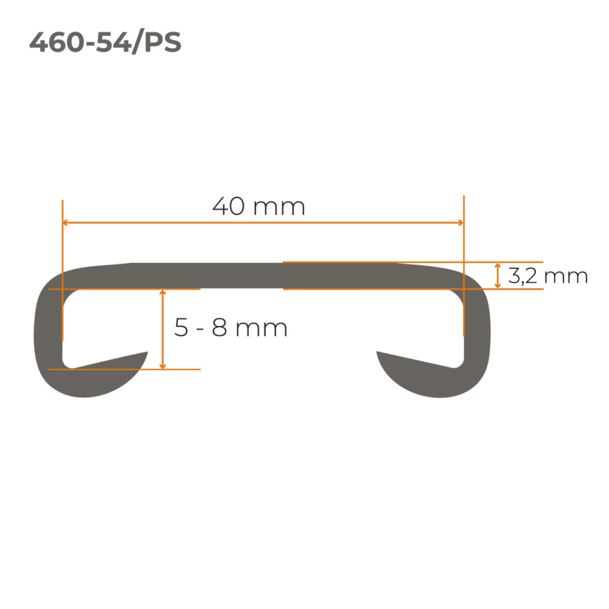 Profil poręczowy, poręczówka PCV STANDARD 40x8 mm, listwa poręczowa, okładzina poręczowa, szary
