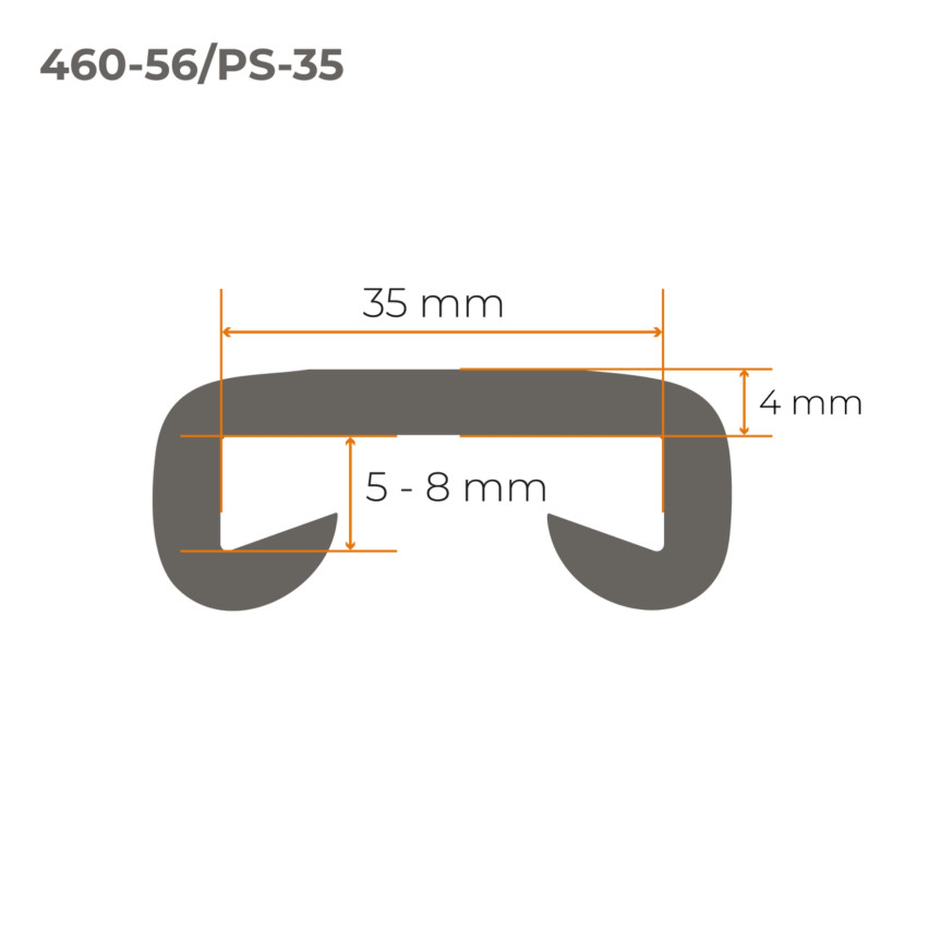 Profil poręczowy, poręczówka PCV PREMIUM 35x8 mm, listwa poręczowa, okładzina poręczowa, czarny, 1 m