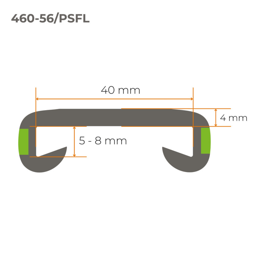 Profil poręczowy, poręczówka PCV Fotoluminescyjna 40x8 mm, listwa poręczowa, okładzina poręczowa, szary