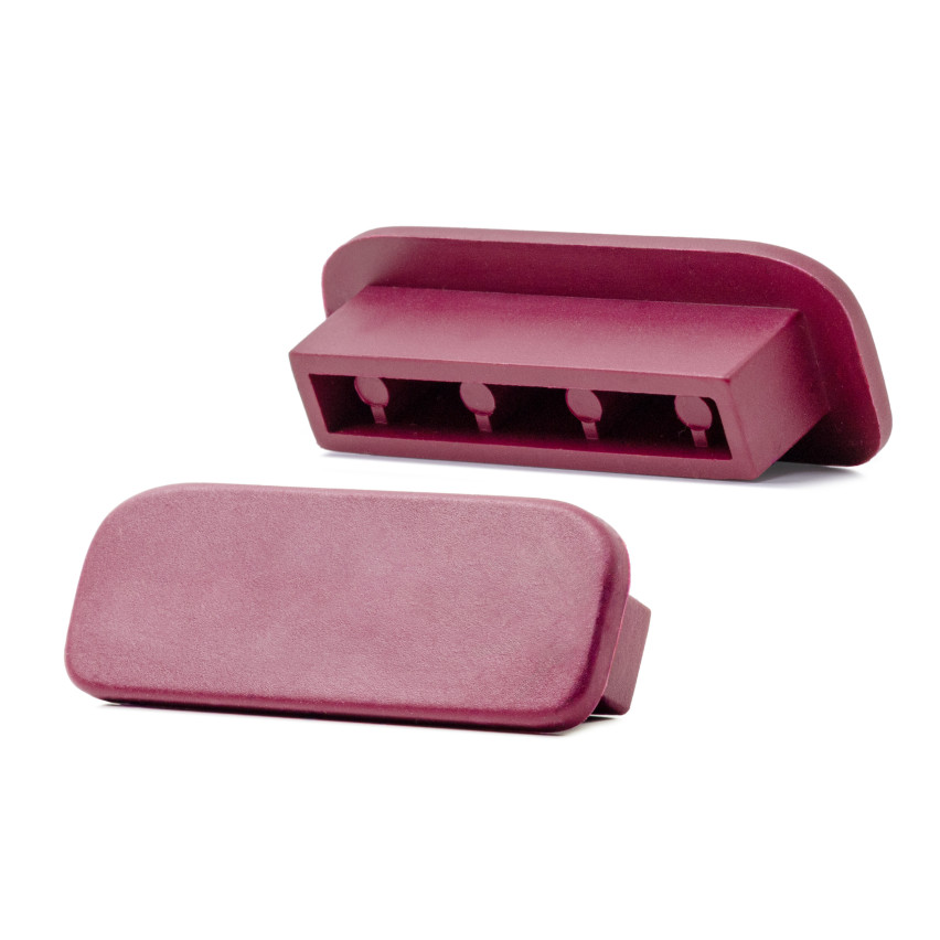 Zakończenie do listwy poręczowej PVC, zaślepka do profilu poręczowego PREMIUM, 40x8, bordowy