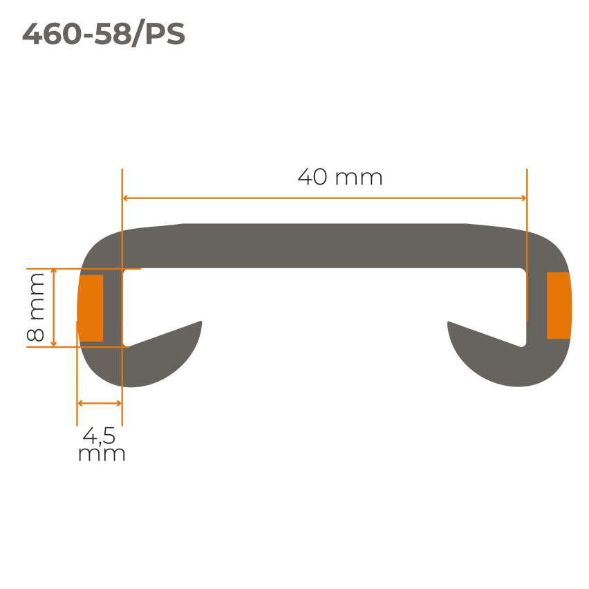 Listwa poręczowa PCV LUX, poręczówka 40x8mm szary/brąz