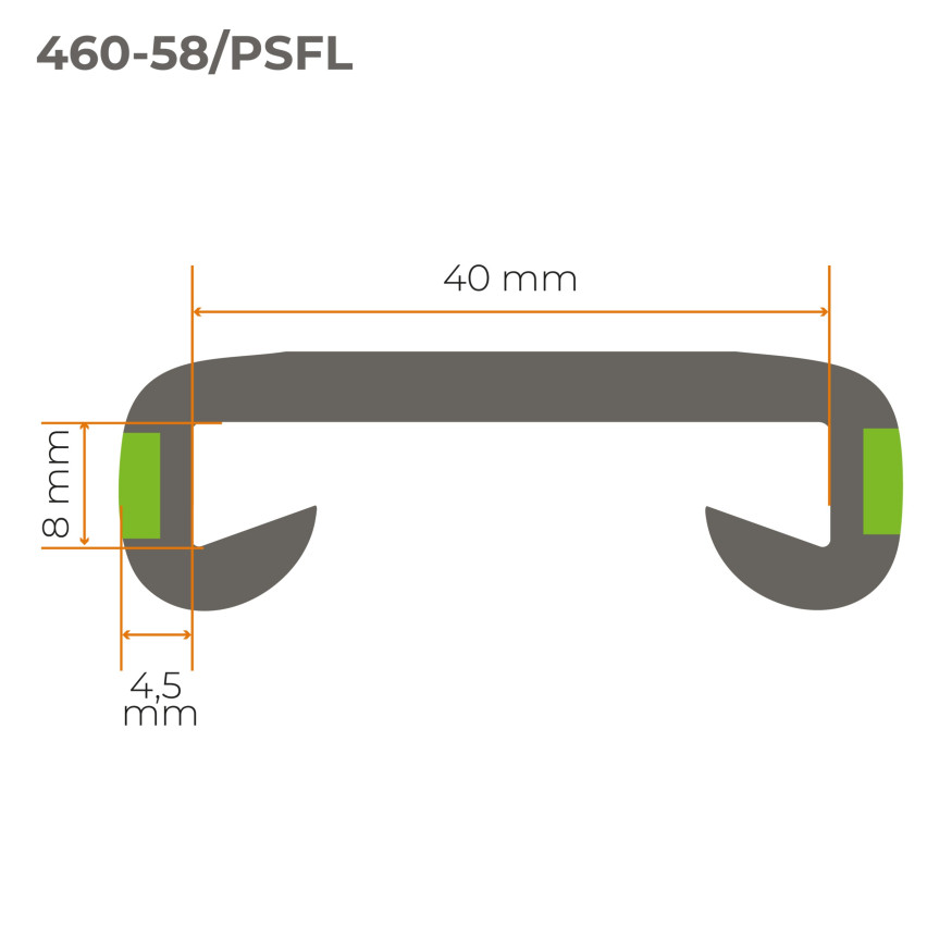Listwa poręczowa PCV FOTO, poręczówka 40x8mm szary