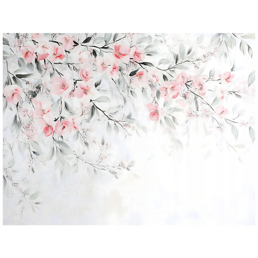 FOTOTAPETA KWIATY WIŚNI LIŚCIE ZIELONE DO SYPIALNI SALONU TAPETA 300x210