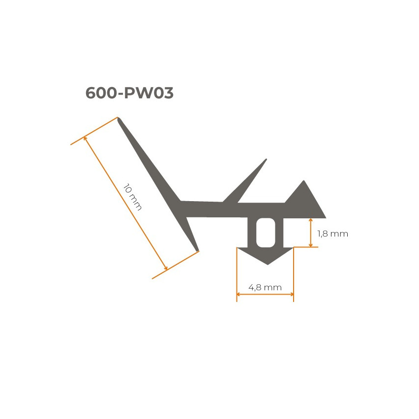 Uszczelka do poliwęglanu górna PCV, czarny, 100 cm
