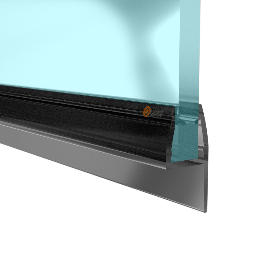 Uszczelka prysznicowa boczna 200 cm czarna, 2 sztuki