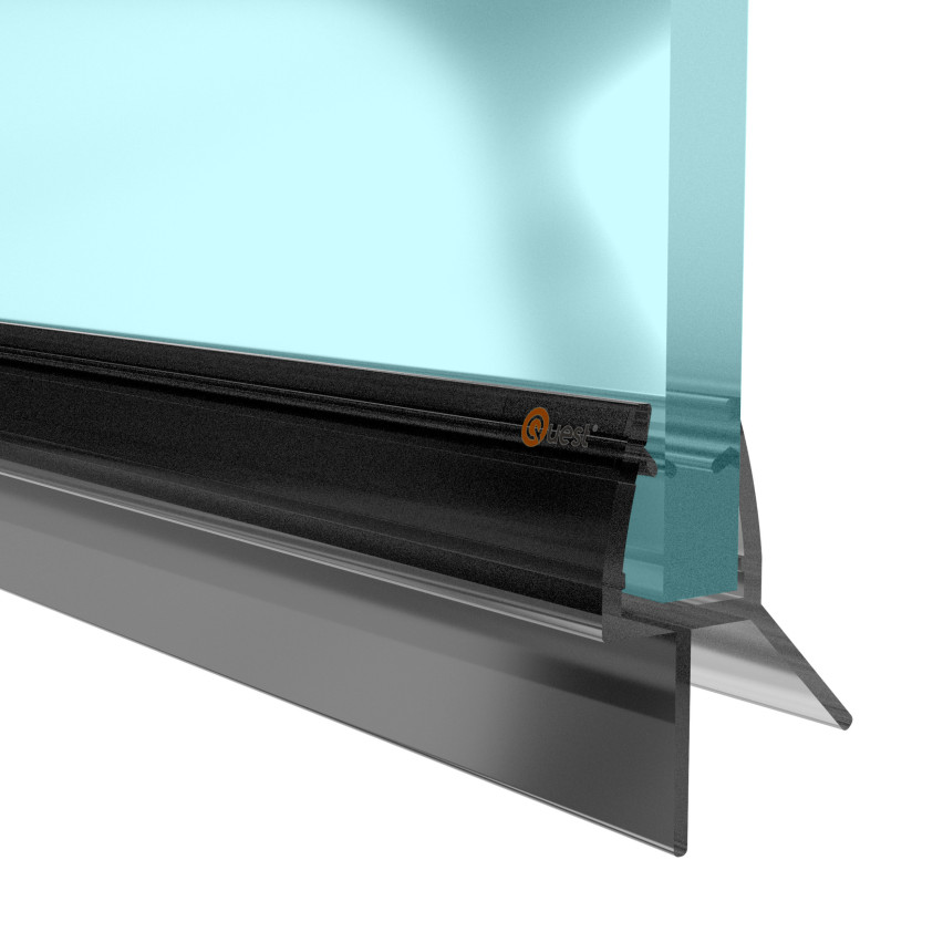 Uszczelka prysznicowa dolna 100 cm czarna, 2 sztuki