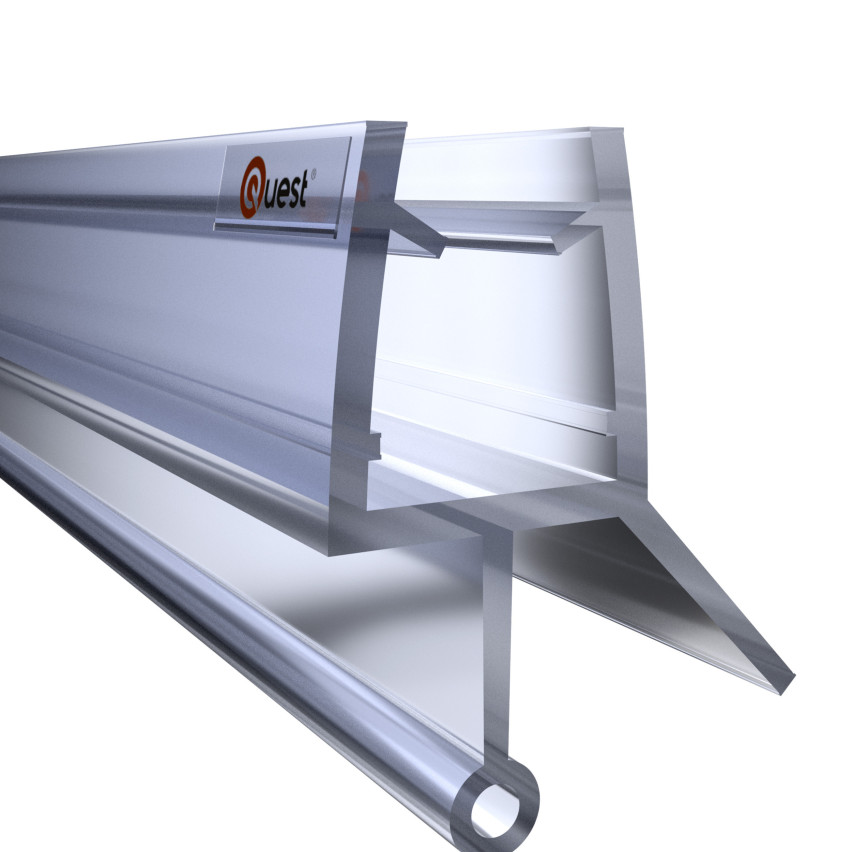 Uszczelka prysznicowa dolna 100 cm przeźroczysta, okrągła, z zaokrąglonym tunelem, 2 sztuki