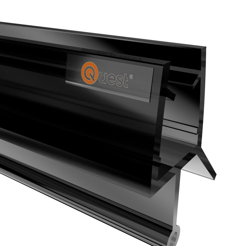 Uszczelka prysznicowa dolna 100 cm czarna, okrągła, z zaokrąglonym tunelem, 2 sztuki