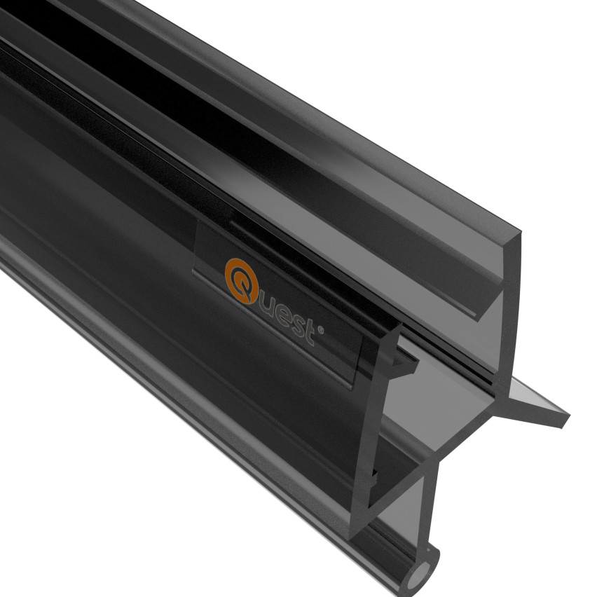 Uszczelka prysznicowa dolna 100 cm czarna, okrągła, z zaokrąglonym tunelem, 2 sztuki