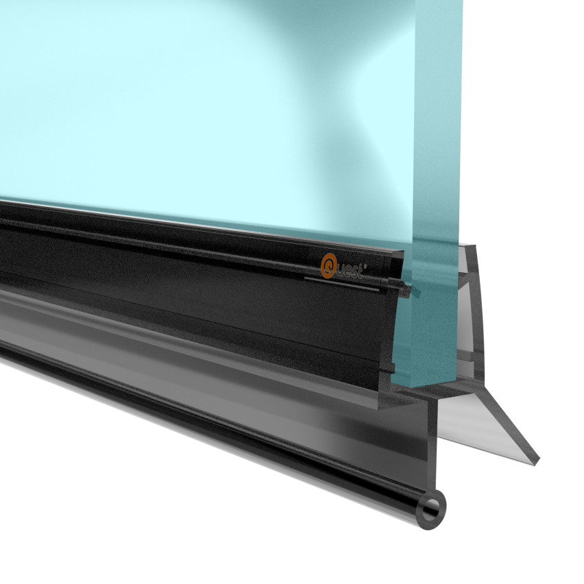 Uszczelka prysznicowa dolna 100 cm czarna, okrągła, z zaokrąglonym tunelem, 2 sztuki