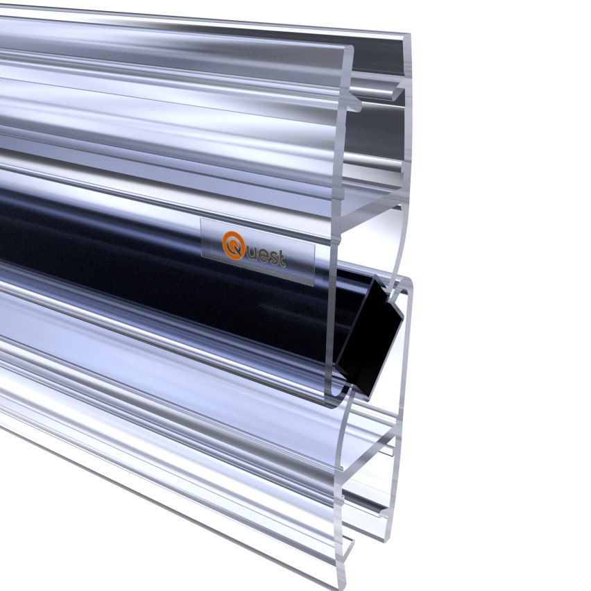 Uszczelka prysznicowa magnetyczna kątowa 200 cm przeźroczysta, 2 sztuki