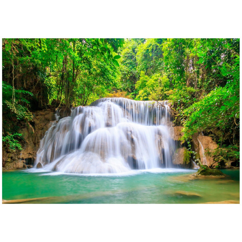 FOTOTAPETA WODOSPAD W LESIE 3D DO SYPIALNI SALONU TAPETA ŚCIENNA 150x105