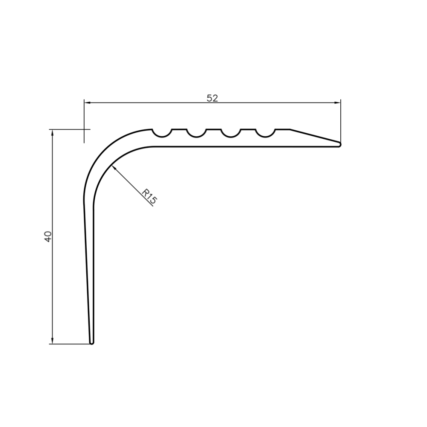 Profil schodowy antypoślizgowy 52x40mm 150cm beż