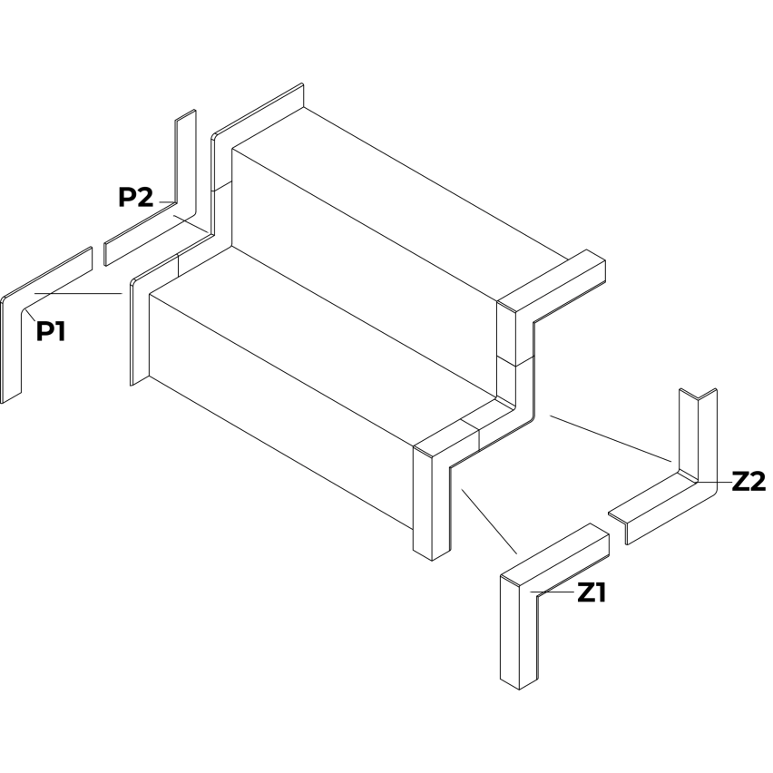 Element przyścienny zewnętrzny P1, czarny