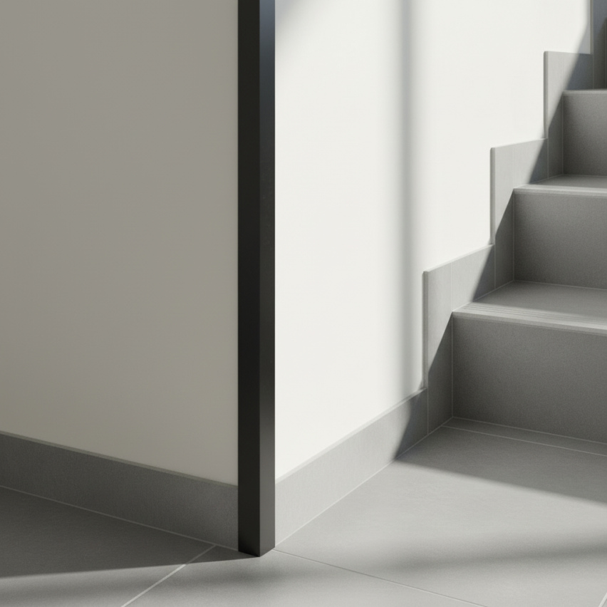 Kątownik twardy PCV  samoprzylepny, ozdobny profil L kątowy, narożnik dekoracyjny z klejem, KTK, czarny