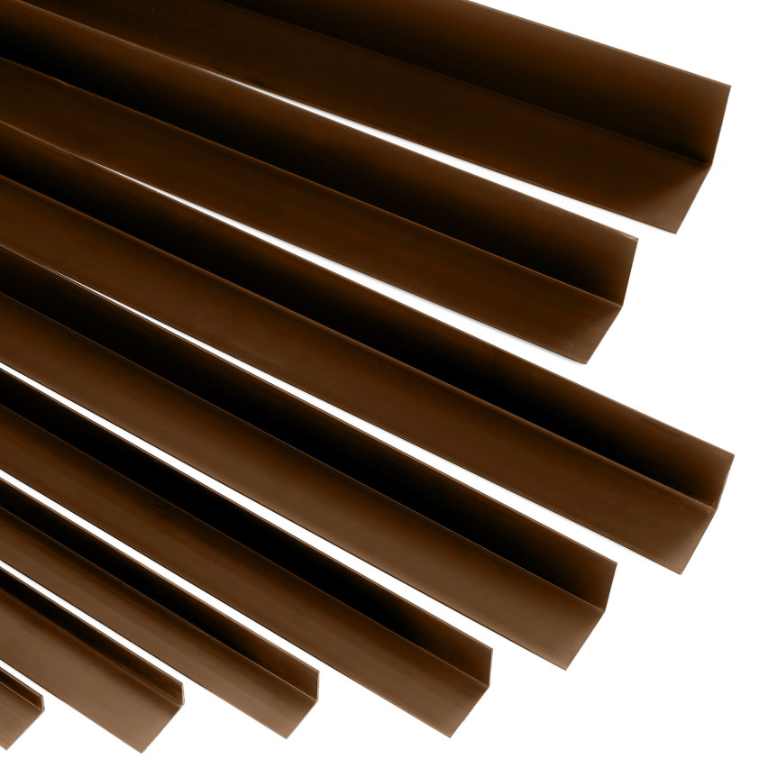 Profil kątowy PVC nierównoramienny, klejony po zewnętrznej stronie, ochrona narożników, brąz