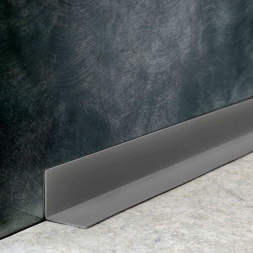 Profil kątowy PVC nierównoramienny, klejony po zewnętrznej stronie, ochrona narożników, ciemnoszary