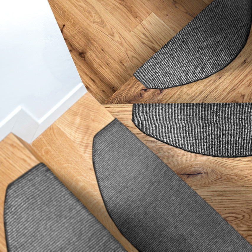 Dywanik schodowy samoprzylepny, antypoślizgowy półokrągły, 65x28 cm, nakładka na schody, czarny