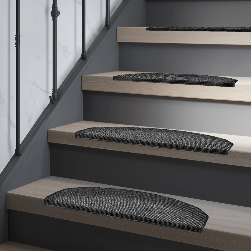 Dywanik schodowy samoprzylepny, antypoślizgowy półokrągły, 65x28 cm, nakładka na schody, czarny